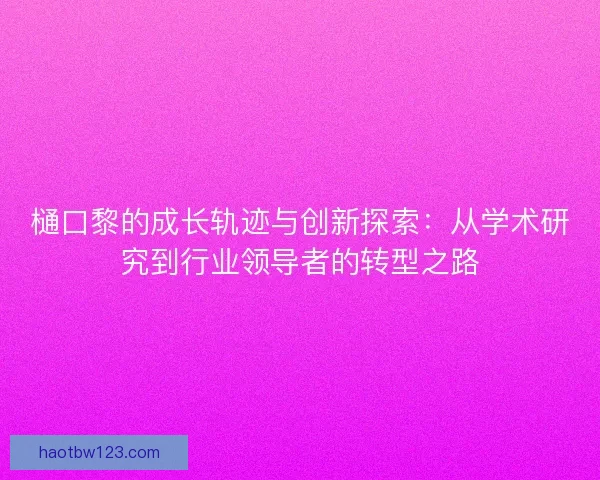 樋口黎的成长轨迹与创新探索：从学术研究到行业领导者的转型之路